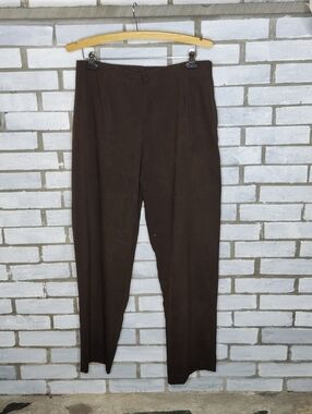 • Susan Graver Women's High-Rise Straight Leg Pants Size Large Brown A28862
